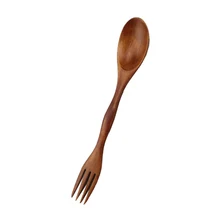 Quality Wooden Spoon Forks Set Natural Wood Cutlery Coffee Tea Spoons Salad Fruit Fork