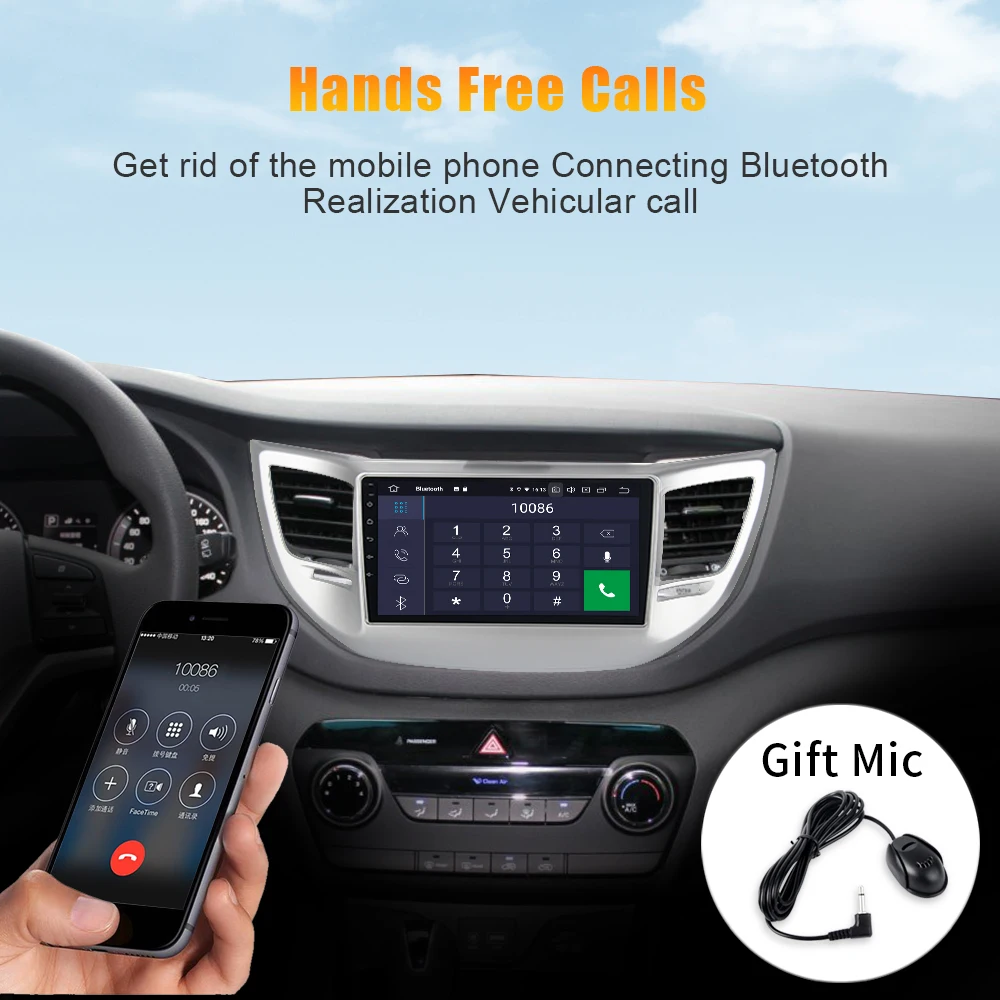 Excellent Android 9.0 Car 1 din Stereo for Hyundai Tusun Car Radio  MP3 Bluetooth 9"  IPS Multi Touch Screen 4