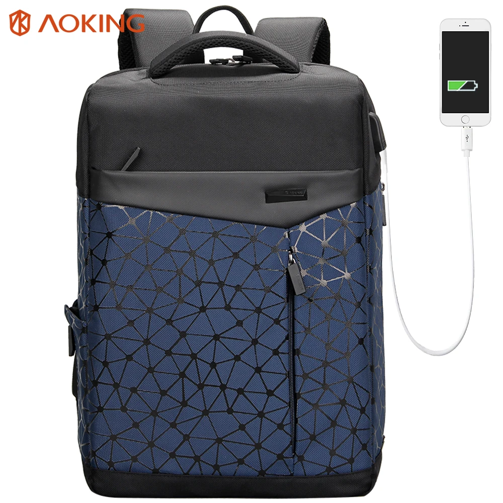 Aoking Waterproof Men Backpack with Anti thief Pocket USB Charging College Students Bag Laptop Backpack Urban Fashion school bag