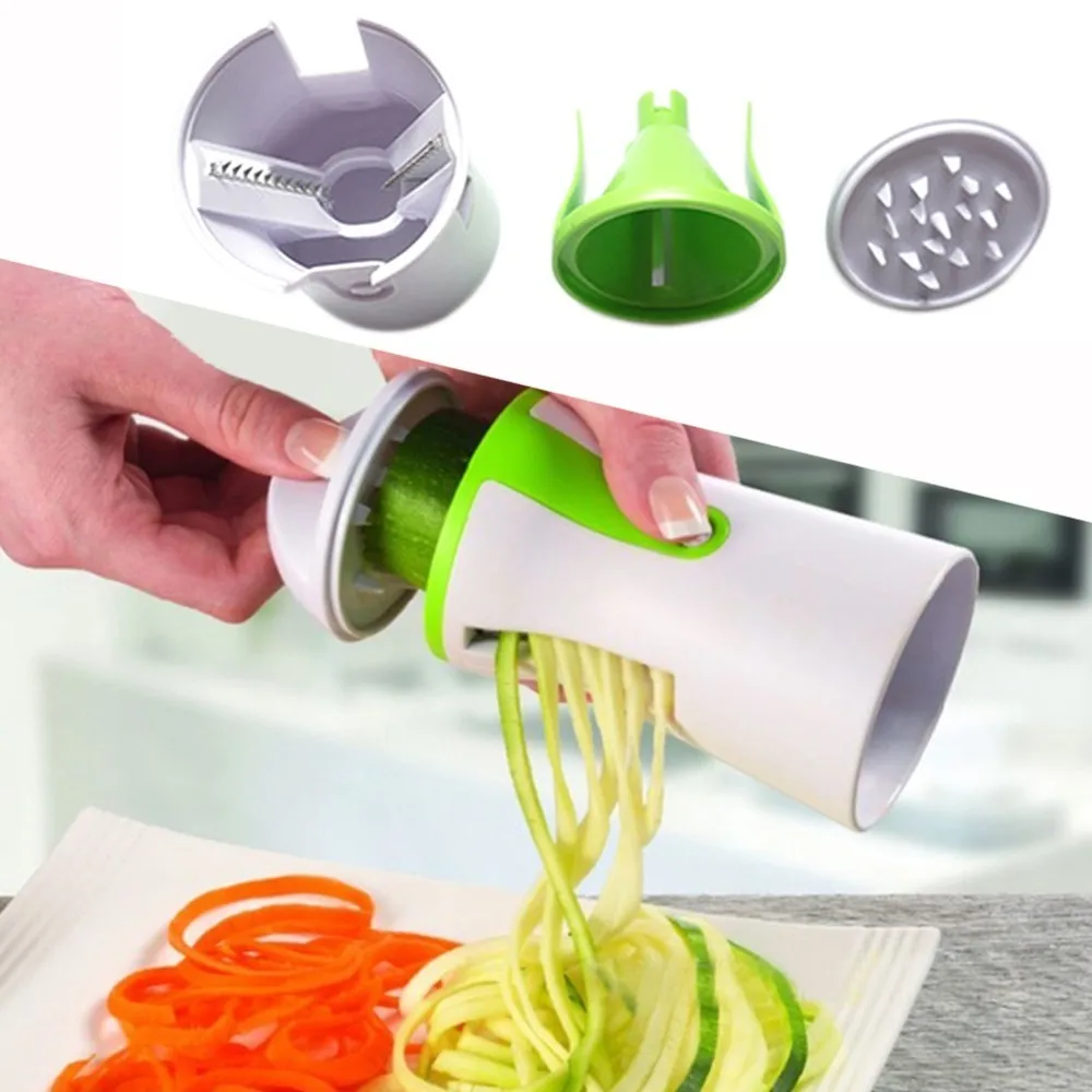 

Multi-function vegetable peeler and cutter knife potato carrot grinder kitchen tool three-in-one planing spiral funnel cutter