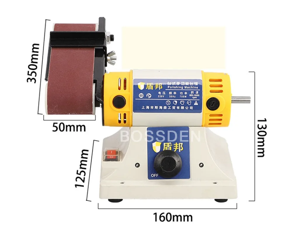 BOSSDEN 220 В Multi-function электрический шлифовальный бумажный ремень полировка Mchine Деревообработка Металл шлифовка нефрита машина