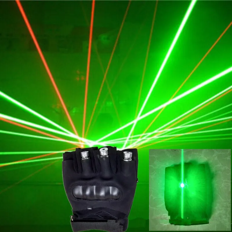 

Disco Laser Gloves With Led Green Palm Light 2 Pcs Red+1Pcs Green Lasers For DJ Bar Club Party Stage Show Laserman Show Gloves