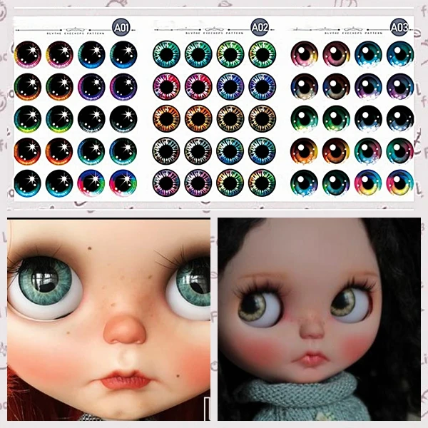 

30 Pair/set NEW Cat Eyes Shining Star DIY Eyechips Pattern Blyth Doll Eye Chips Paper Pattern for 1:6 Blyth Doll Eye DIY TOOL