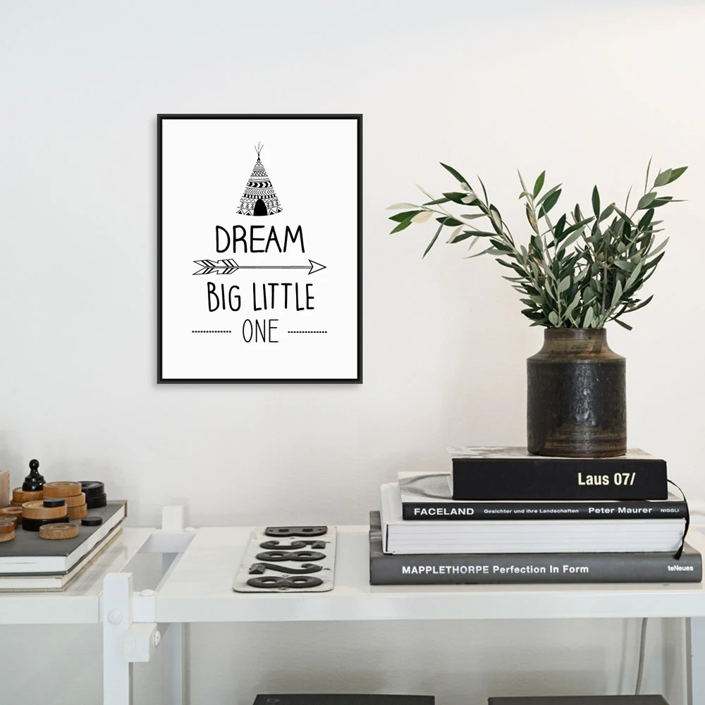 Poster Tipografi Desain Hitam Putih Nordic Kanvas Seni