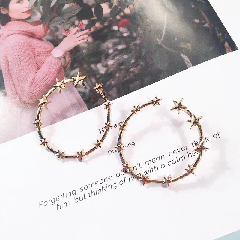 

Simple Style Fashion Silver Gold Color Earrings for Women Round Geometric Hanging Earrings 2018 Female Jewelry orecchini