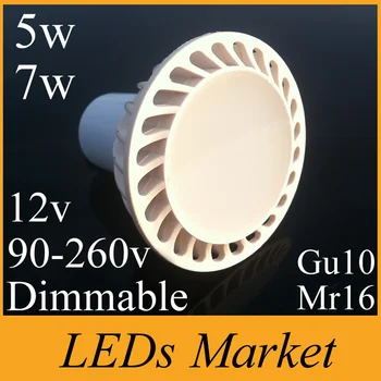 

Frosted cob 5w 7w cob led spotlight dimmable Gu10 Mr16 led lamp light 110-240v white shell led 12v mr16 warm cold white FREE DHL