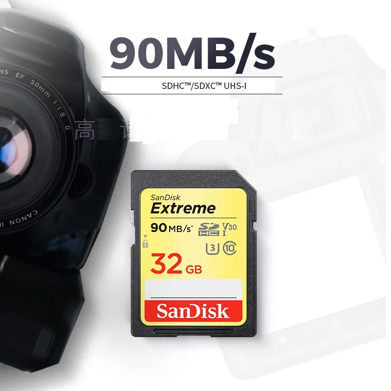 SanDisk Extreme Sd карта SDXC UHS-I 3 4K памяти класс 10 C10 90 Мб/с 600X высокая скорость 64 ГБ 32 ГБ 128 ГБ U3 карта для камер