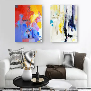 

HAOCHU Irregular Minimalist Color Image Picture Canvas Painting Abstract Simple Poster Backdrop Wall Art Sitting Office Bedroom