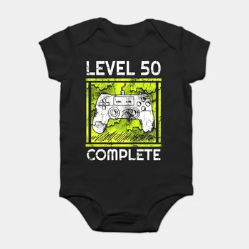 

Baby Onesie Baby Bodysuits kid t shirt Funny novelty Funny Level 50 Years Old - Vintage 50th Birthday Gamer Gift cool