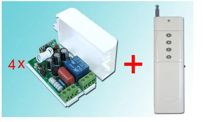 

AC 220 V 1 CH RF Wireless Remote Control Switch System 220v 1 Transmitter and 4 Receiver