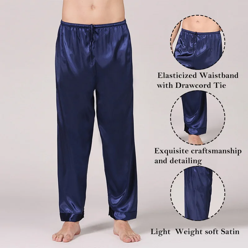 Мужская Летняя Домашняя одежда, штаны для сна, мягкие шелковые атласные пижамные штаны, мужская повседневная свободная одежда для сна, штаны для отдыха, штаны для сна