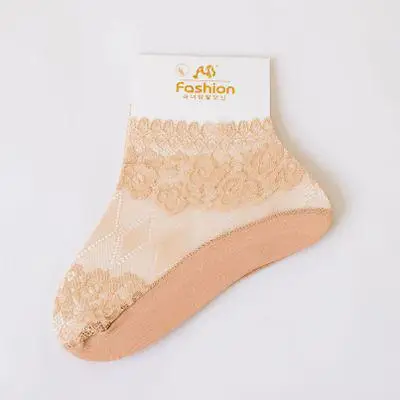 Новые летние короткие носки, женские хлопковые тонкие кружевные сетчатая лодка с 3d принтом, короткие носки, 1 пара - Цвет: flower apricot