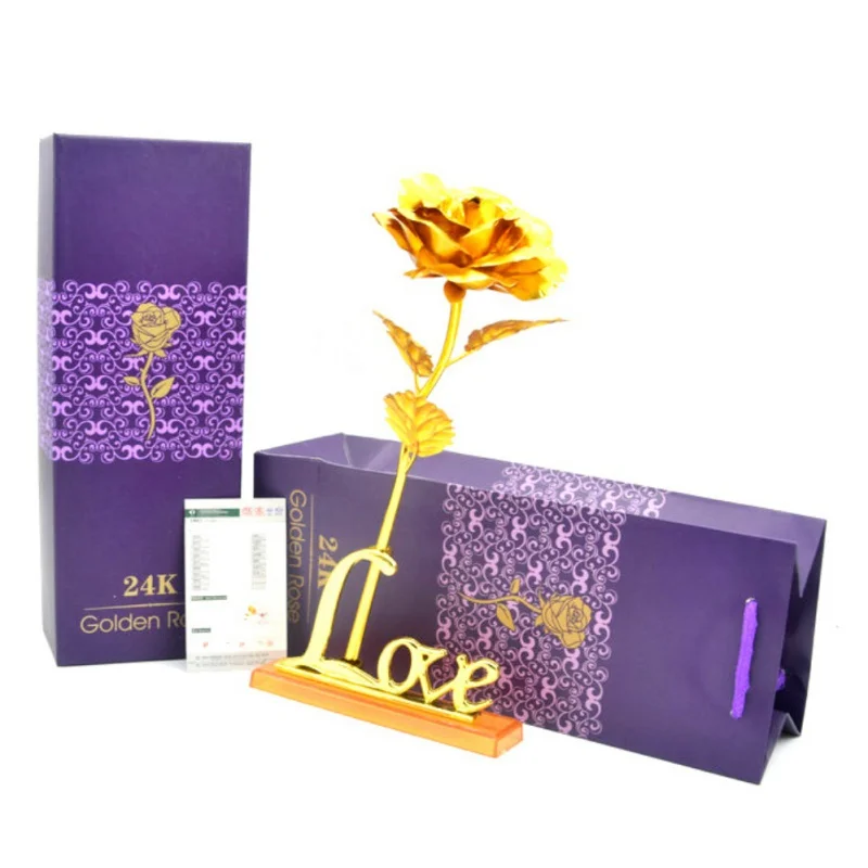

CSV File Gold Rose Artificial flowers Party Favors Valentine's Day Gift 24K gold rose flow