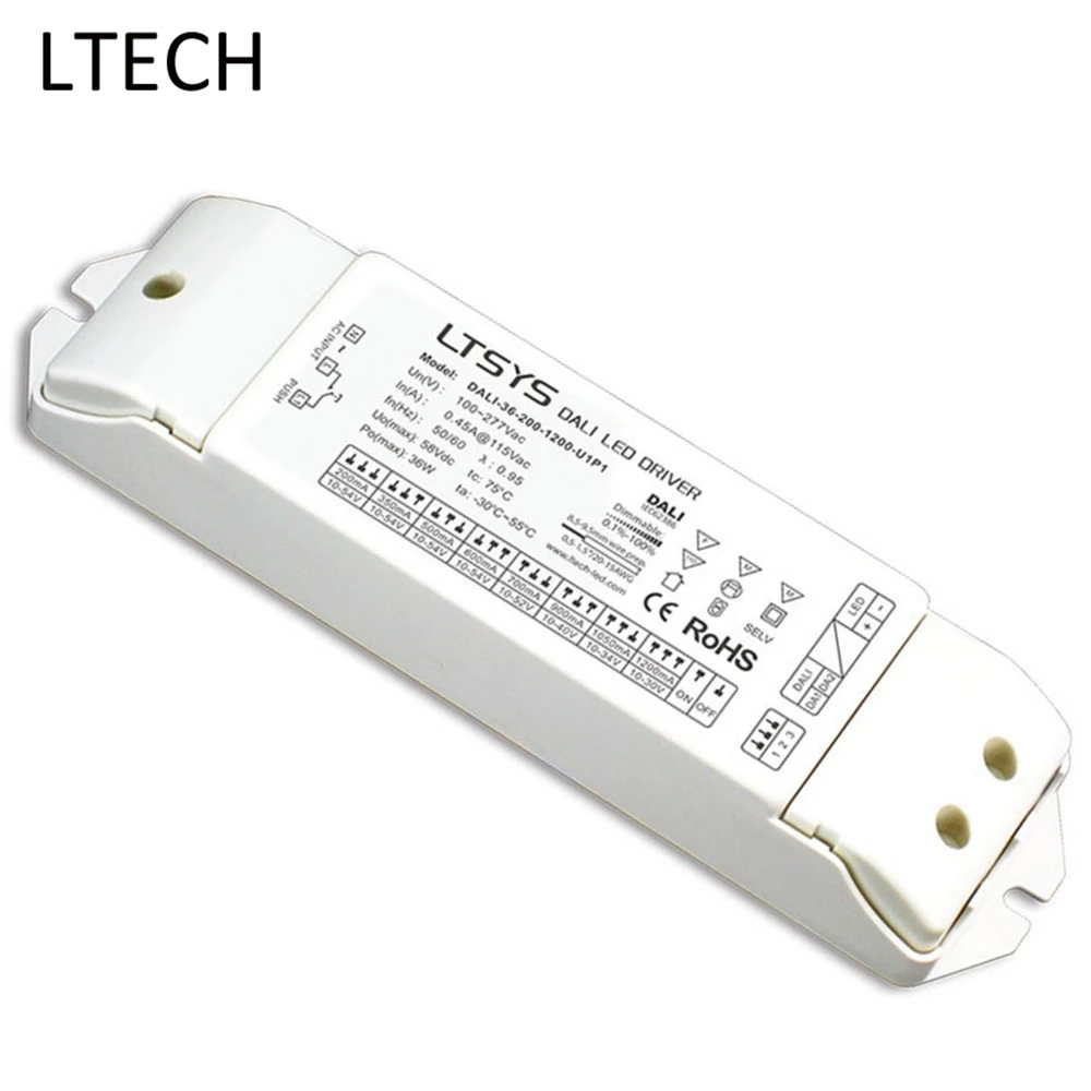 

LTECH 36W Constant Current Led Dimming Driver Power Adapter DALI-36-200-1200-U1P1 AC100-277V Input 200-1200mA Output