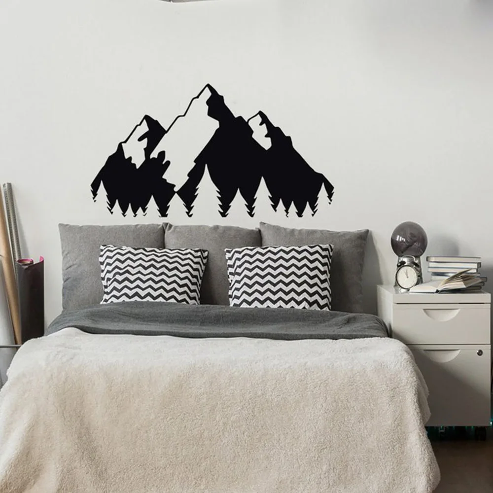 Mountain Landscape Wall Decal Bedroom Background Decor Forest Wall Art