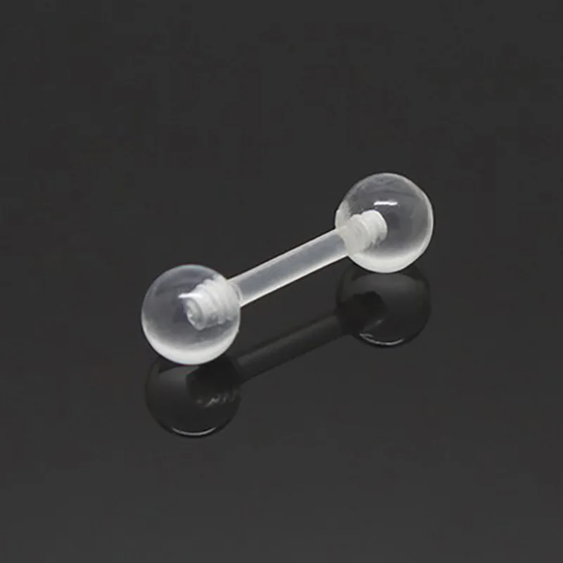 

1 Pc Acrylic Round Transparent Color Shape Different Geometric Shape Tongue Ring Stud Human Jewelry Body Piercing Jewelry