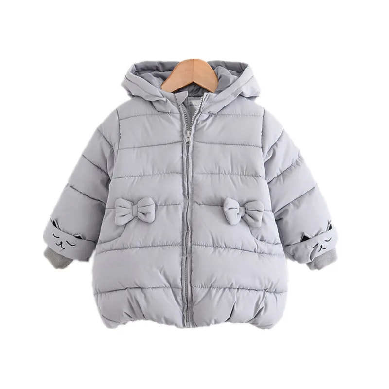 

winter jacket for girls coat gray embroidery cat hoode baby jacket outerwear fashion kids clothes boutiques