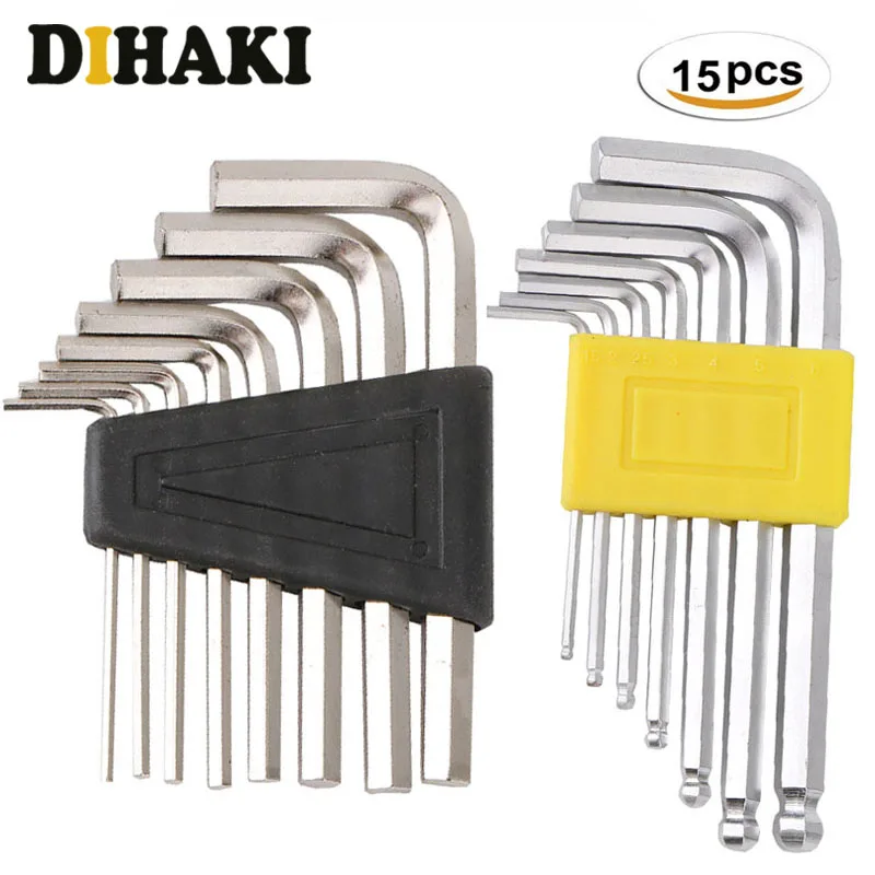 

Good Quality 15PC Stainless steel Hexagon Wrench Set Mini Allen/Hex Keys Socket Spanner kit For repair bicycle Hand tool 1.5-6mm