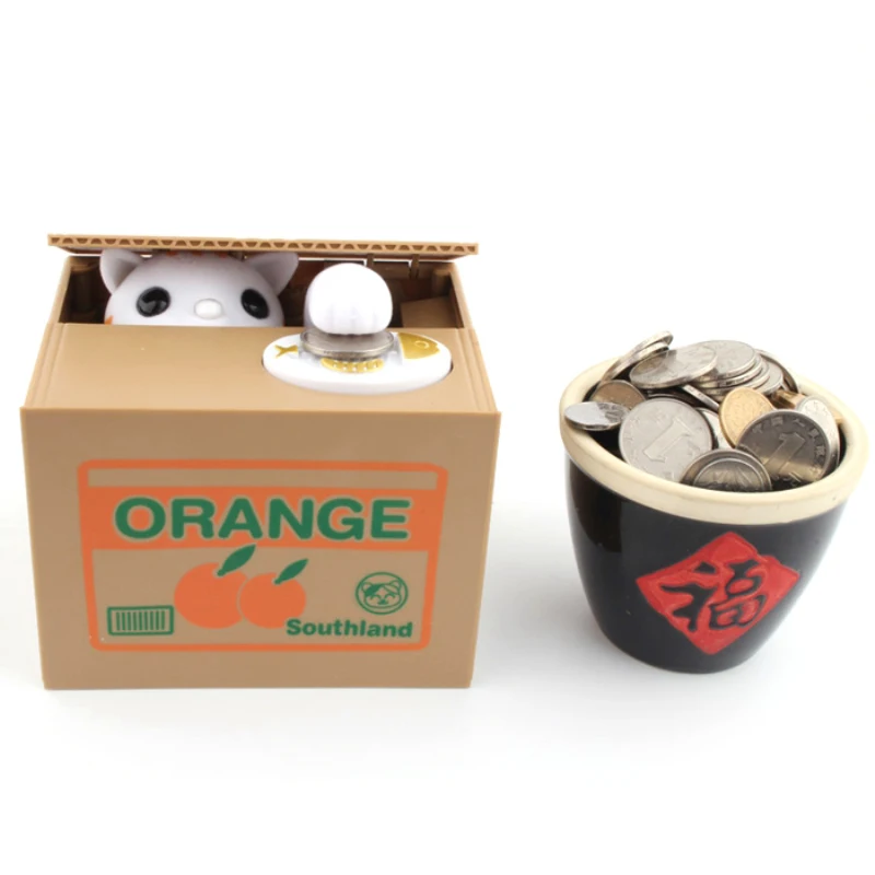 Gato Banco Panda ladrón de cajas de dinero juguete Piggy bancos niños Piggy bancos automática robó moneda hucha ahorro de dinero caja