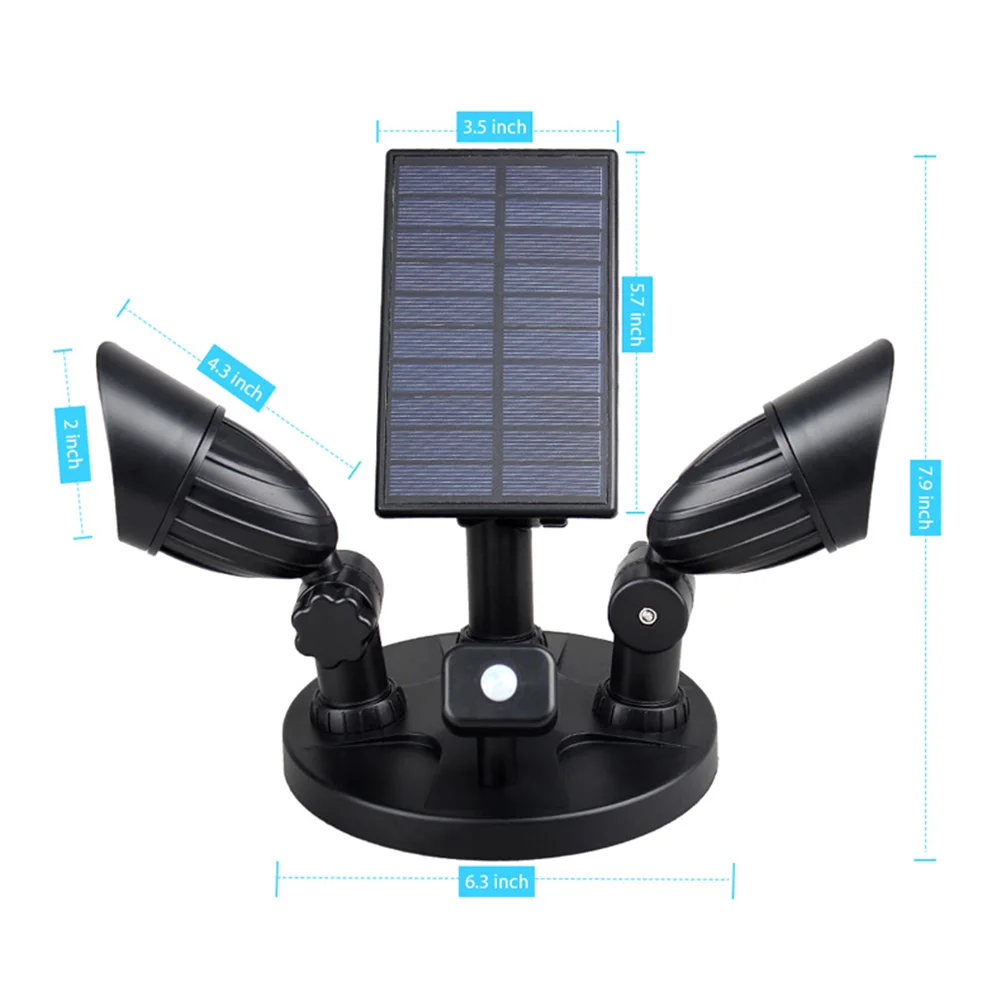 Светодиодный датчик солнечного света водонепроницаемый PIR датчик движения Солнечный свет открытый сад безопасности настенный светильник с двойной головкой уличная лампа