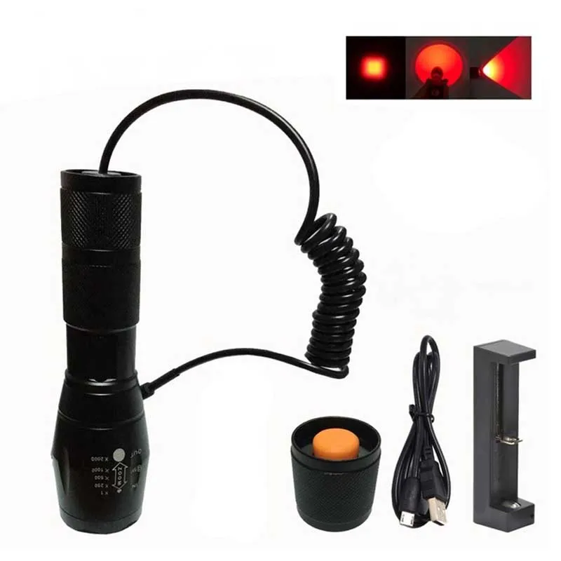 

E17 tactical flashlight zoom red light led torch hunting bicycle lantern led flashlight linterna led lantern 18650 flash light