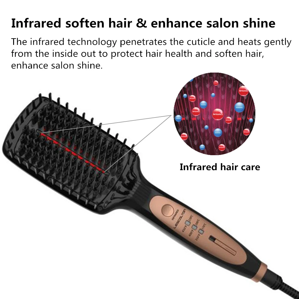 

Infrared Hair Straightener comb Fast Heating Hair Straightener brush Electric ionic Wide Plates Flat Hair Irons Styling Tools