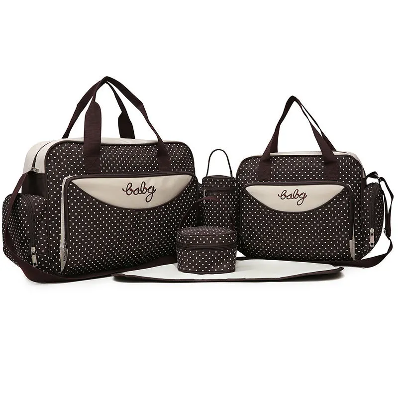 5Pcs Set Baby Diaper Bag Suits For Mom Baby Bottle Holder Mother Mummy Stroller Maternity Nappy Bags Sets Maternal Child Package 5Pcs Set Baby Diaper Bag Suits For Mom Baby Bottle Holder Mother Mummy Stroller Maternity Nappy Bags Sets Maternal Child Package
