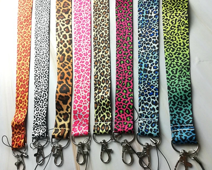 

10pcs/20pcs/30pcs/50pcs Leopard print Neck Strap Lanyard Mobile Phone Key Chain ID Badge Key Chains K230