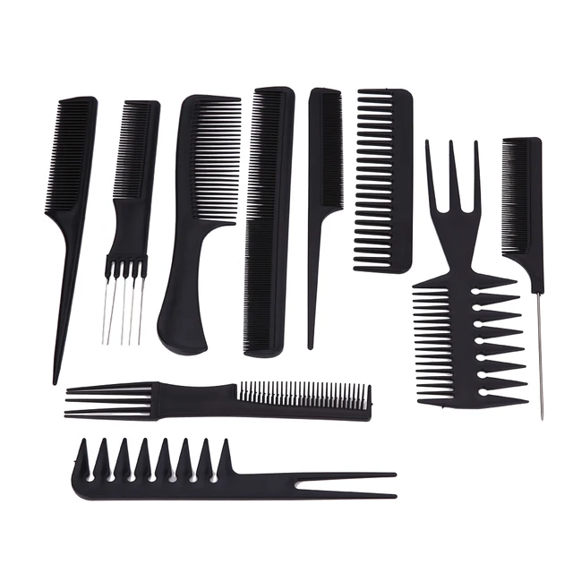 10pcs Hair Brushes Black Professional Combs Hairdressing Salon 10pcs Hair Brushes Black Professional Combs Hairdressing Salon Styling Barbers Comb Barber Kit
