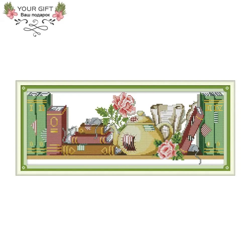 

Joy Sunday The Mouse Likes Books Cross Stitch DA269 14CT 11CT Counted and Stamped The Mouse Likes Books Wholesale Cross Stitch