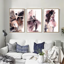Imágenes abstractas de bailarina para decoración del hogar, pósteres e impresiones de bailarina Sexy moderna de acuarela para sala de estar, cafetería y Bar