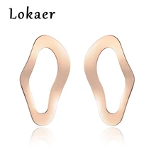 Lokaer Классическая титановая сталь Форма уха серьги ювелирные изделия Мода розовое золото цвет серьги гвоздики для женщин Brincos E180320233R