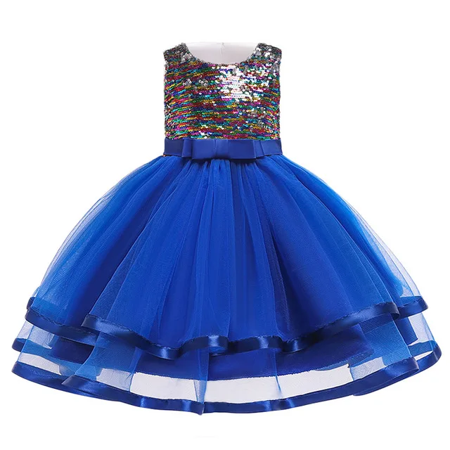 Dark blue Блестки нарядное платье для девочки;карнавальные костюмы платья для девочек,платье принцессы для девочек;новогодний костюм для девочки;свадебное праздничное платье для девочки;детские платья;2,3,4,6,7,8,9,10 лет - Цвет: Dark blue