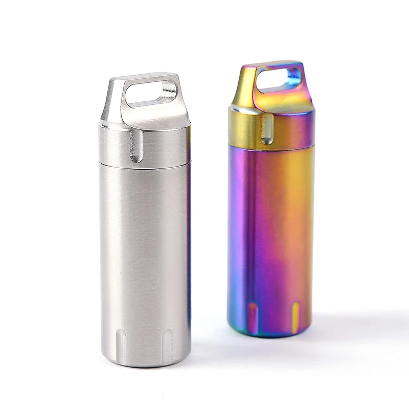 

Portable outdoor waterproof EDC first aid survival storage bottle Stainless Steel medicine pill cases
