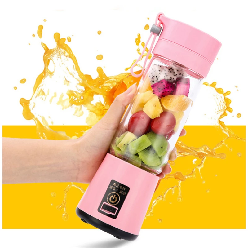 

380ml 4 Blades Mini USB Rechargeable Portable Electric Fruit Juicer Smoothie Maker Blender Machine Sports Bottle Juicing Cup