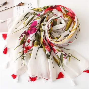 

foulard femme bufandas invierno mujer women autumn Japanese style long sweet kawaii plant floral print neck scarf wraps