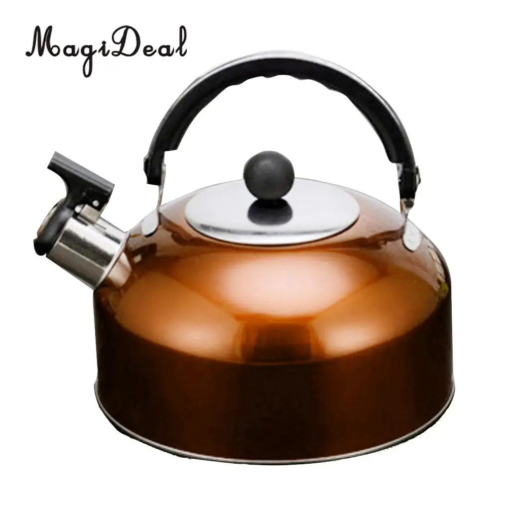 MagiDeal Anti-Hot/Slip Whistling Tea Kettle Gas Stove 3L Stainless Steel Tea Kettle Water Bottle for Home Camping Hiking Travel