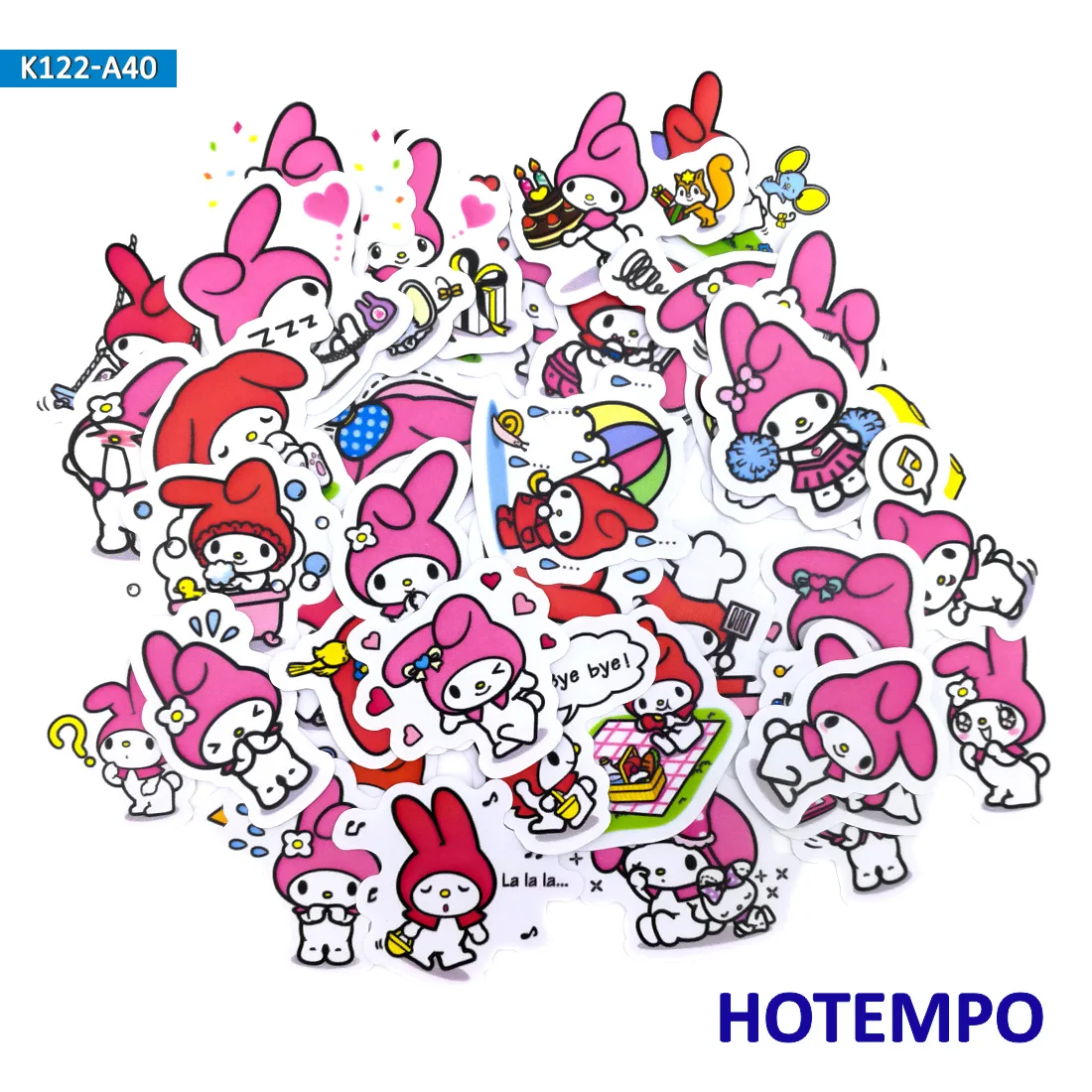 

40pcs Sanrio Pink Melody Cartoon Cute Stickers for Kid Toy Children Girl Letter Stationery Scrapbooking Stickers