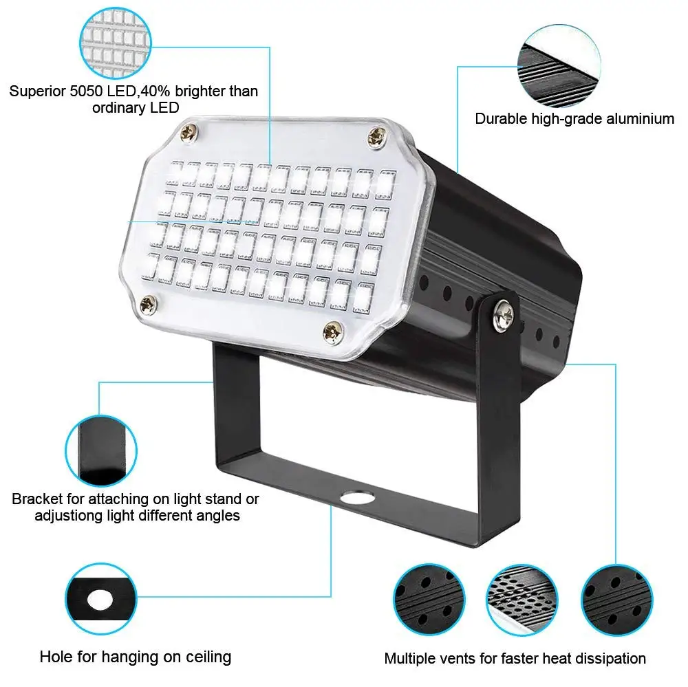 48 Led сценический стробоскоп светильник супер яркий сценический эффект светильник ing 7 цветов звуковая активация автоматический режим вспышки с пультом дистанционного управления