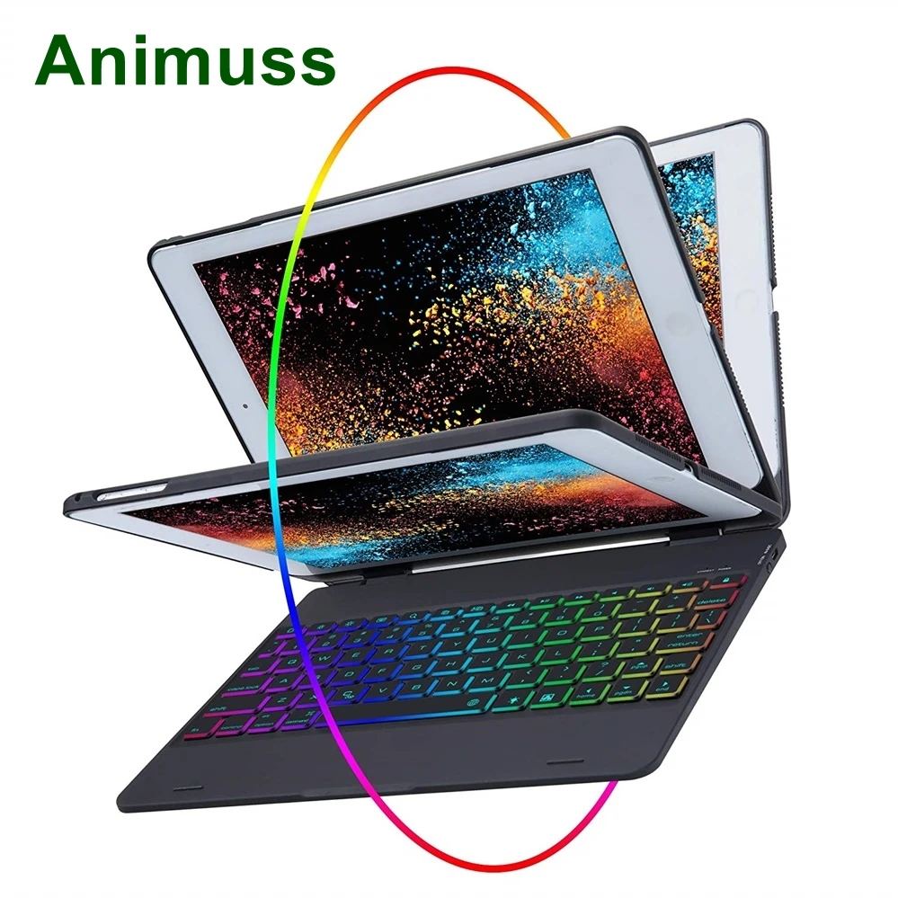 

for iPad Case with Keyboard for iPad 2018(6th Gen for iPad Pro 9.7- 7 Colors Backlit Bluetooth Keyboards with 360 Degree Flip