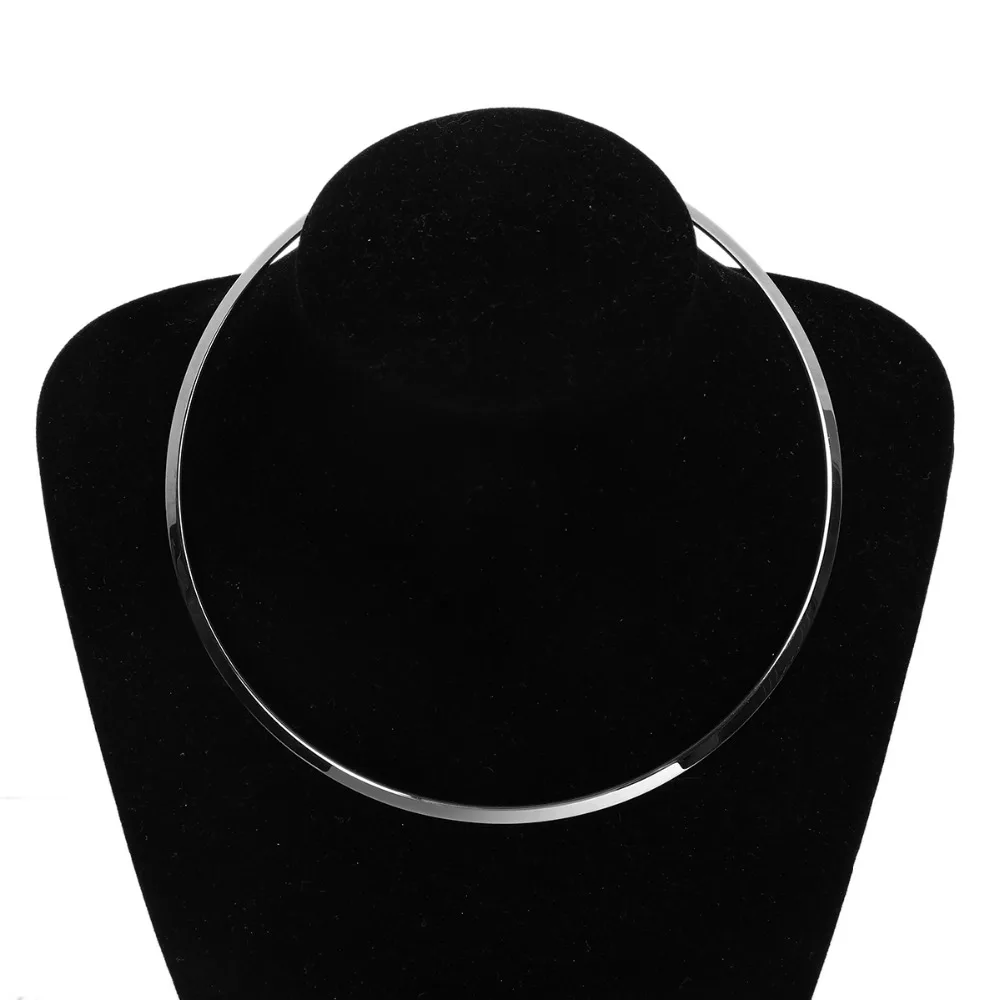 304 Stainless Steel Wire Collar Neck Round Circle Torque Necklace Dull Silver Color 45.5cm(17 7/8") long 1 Piece DoreenBeads women jewelry,metal choker necklace
