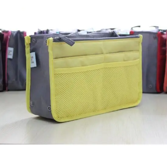 Высокое качество, косметички, вставка, сумочка, кошелек-органайзер, большой вкладыш, аккуратный Органайзер, сумка, портативная, для путешествий, макияж, сумки для женщин - Цвет: yellow