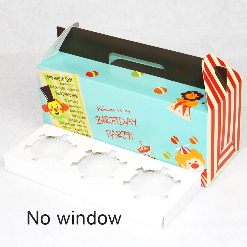 10 шт. коробка для кексов с оконной ручкой рулон торта крафт-бумага подарочная упаковочная коробка свадебные дети день рождения дома вечерние поставщик - Цвет: Circus-1