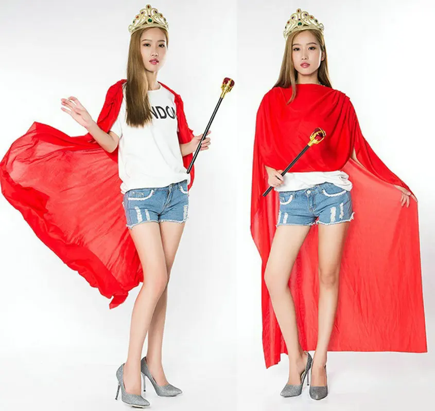 buy Crown Sceptre Cloak Cape Set King Queen Princess Fancy Dress Accessory Kids Adult Costume Props Cosplay