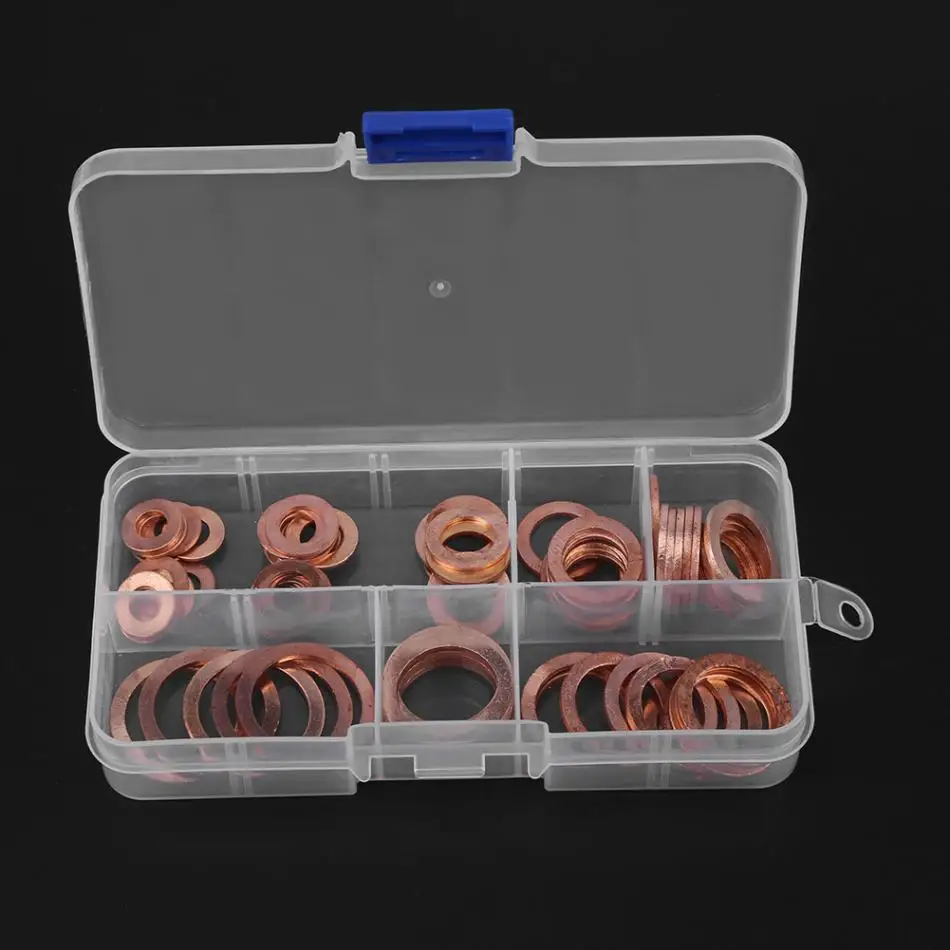 80Pcs/set M6 M20 Copper Washers Flat Ring Sump Plug Washer Kit Fastener