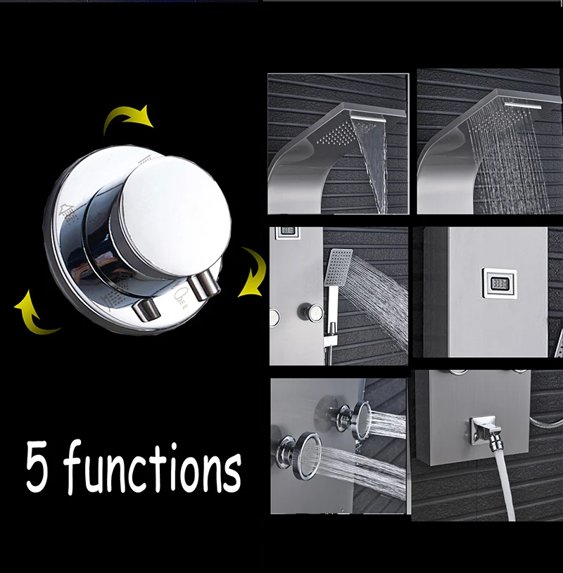 Матовая термостатическая душевая панель кран из нержавеющей стали душевая Колонка Цифровой температурный дисплей массажная система для тела