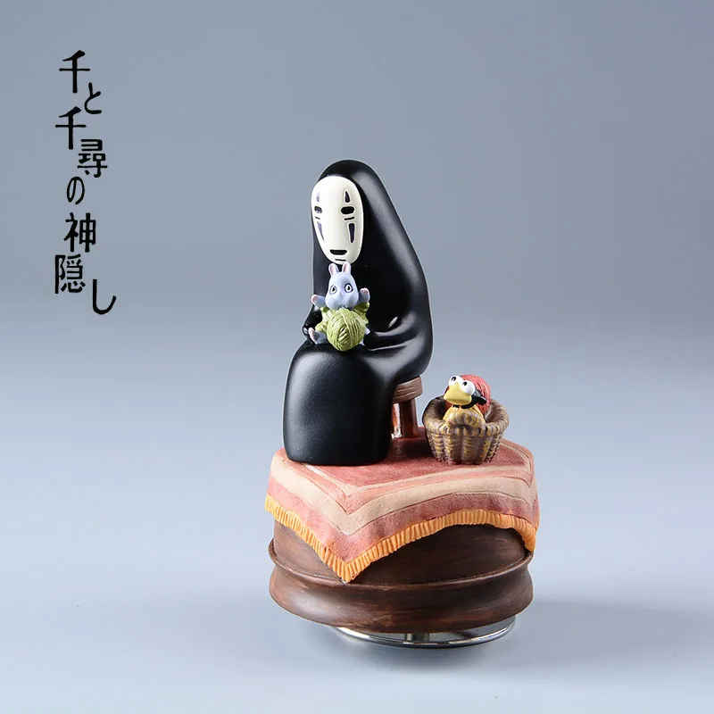 

Music Box of Spirited Away Action Figure Japanese Anime Kaonashi No Face Man Miyazaki Hayao Resin Kids Toy Table Decoration