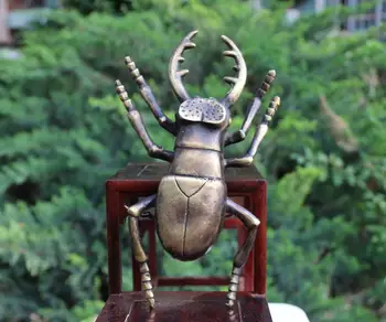 

20 CM Western art Deco Pure Bronze Copper Animal beetle insect hexapod statuette Copper small statue