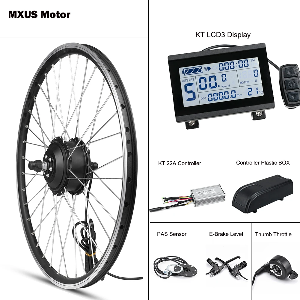 Best MXUS E Bike Kit Rear Wheel Motor Front 36V 48V 350W Electric Bike Conversion Kit Hub Brushless Controller With Display KT LCD3 0