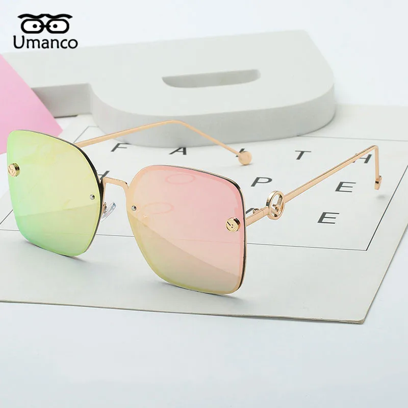 Umanco новые роскошные негабаритные Квадратные Солнцезащитные очки для женщин и мужчин металлическая оправа смола линзы модный дизайнерский бренд пляж туристический подарок - Цвет линз: 03